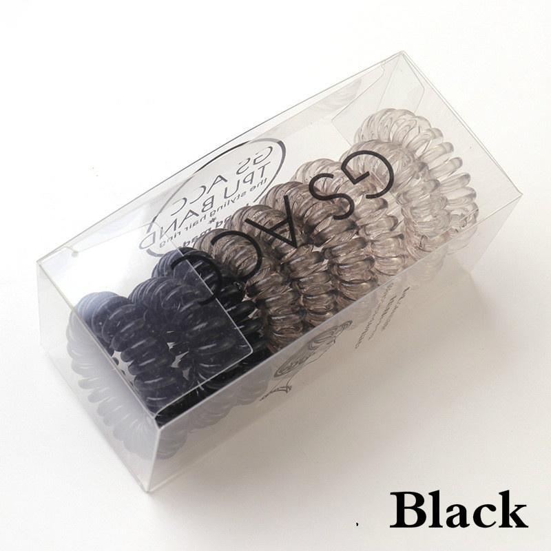 9pcs/box Telephone Cord Wire Hair Ties Colorful Elastic TPU Spiral Coil Scrunchies Hair Ring Band