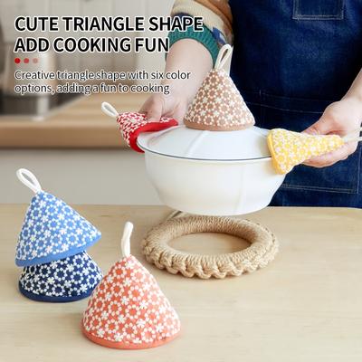 2pcs Anti Scald Triangle Gloves High Temperature Lid Handle Bowl High Temperature Resistance Non-slip Oven Gloves Kitchen Tools