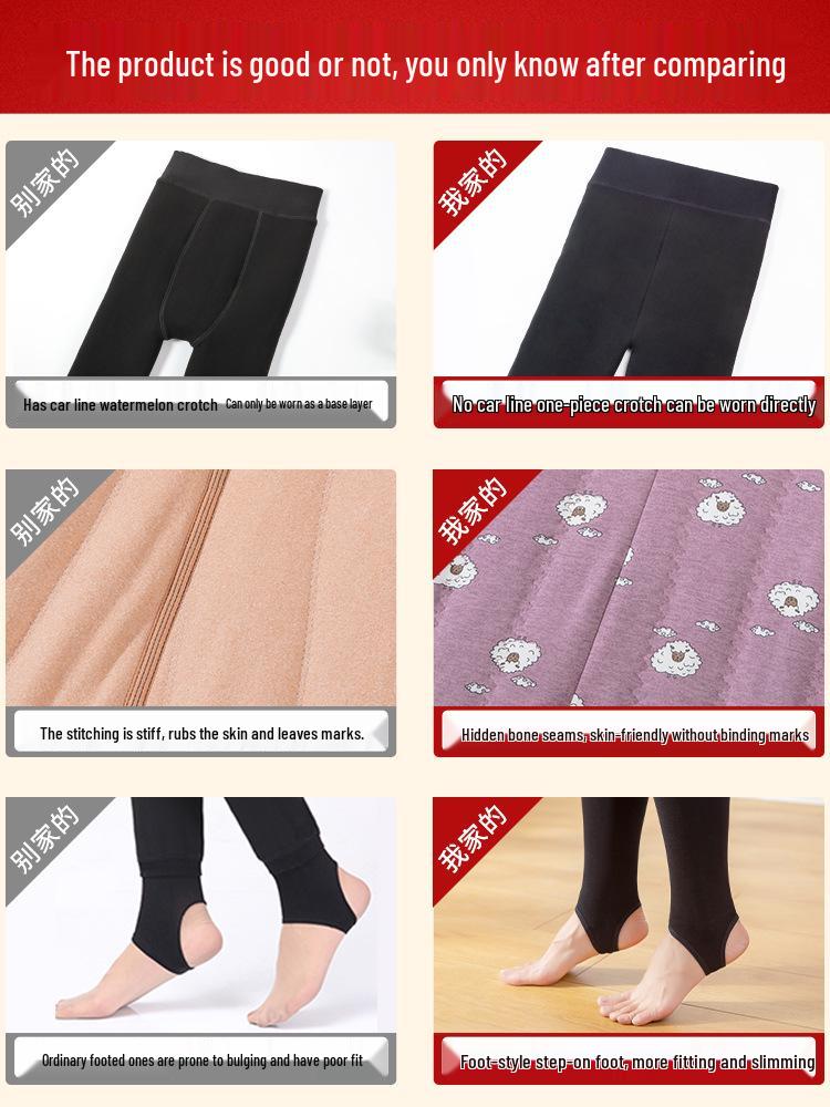 High-Waisted Women's Extra-Thick Fleece-Lined Thermal Wool Cotton Pants Plus Size
