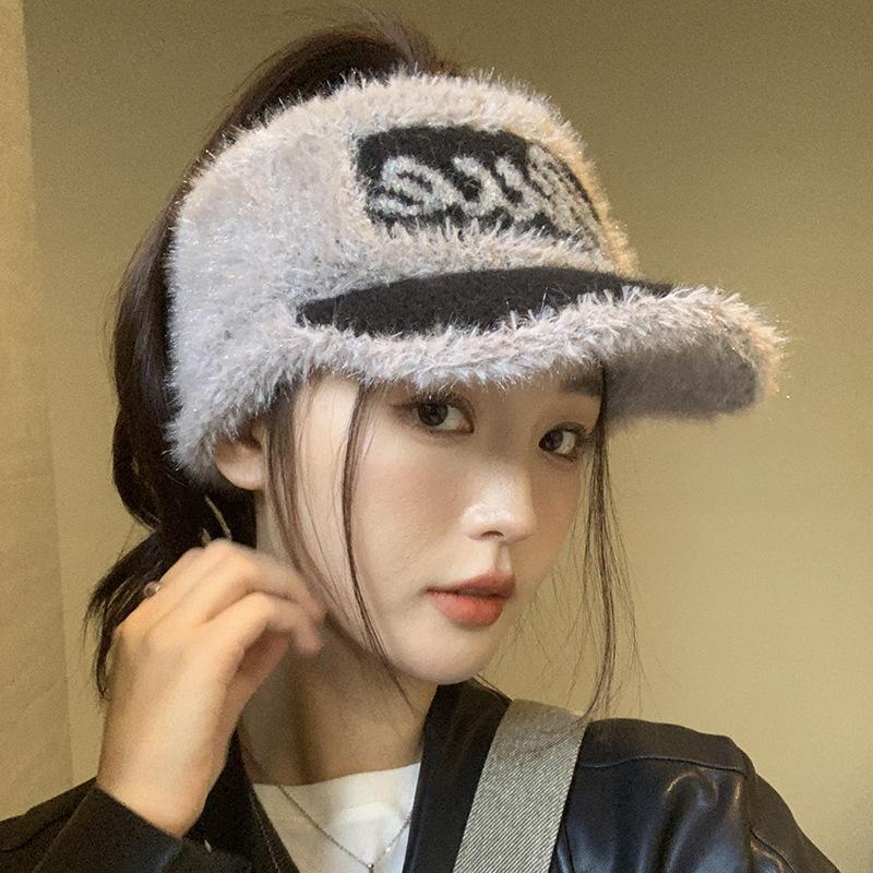 Plush Cold Protection Ear Protection Empty Top Hat Women's Autumn and Winter Riding Warm Ponytail Cap Knitted Hat