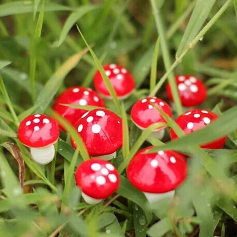 10/50/100Pcs Mini Mushroom Garden Ornament Miniature Plant Pots Fairy DIY Decoraton Dollhouse Garden Decor Mushroom Decorative