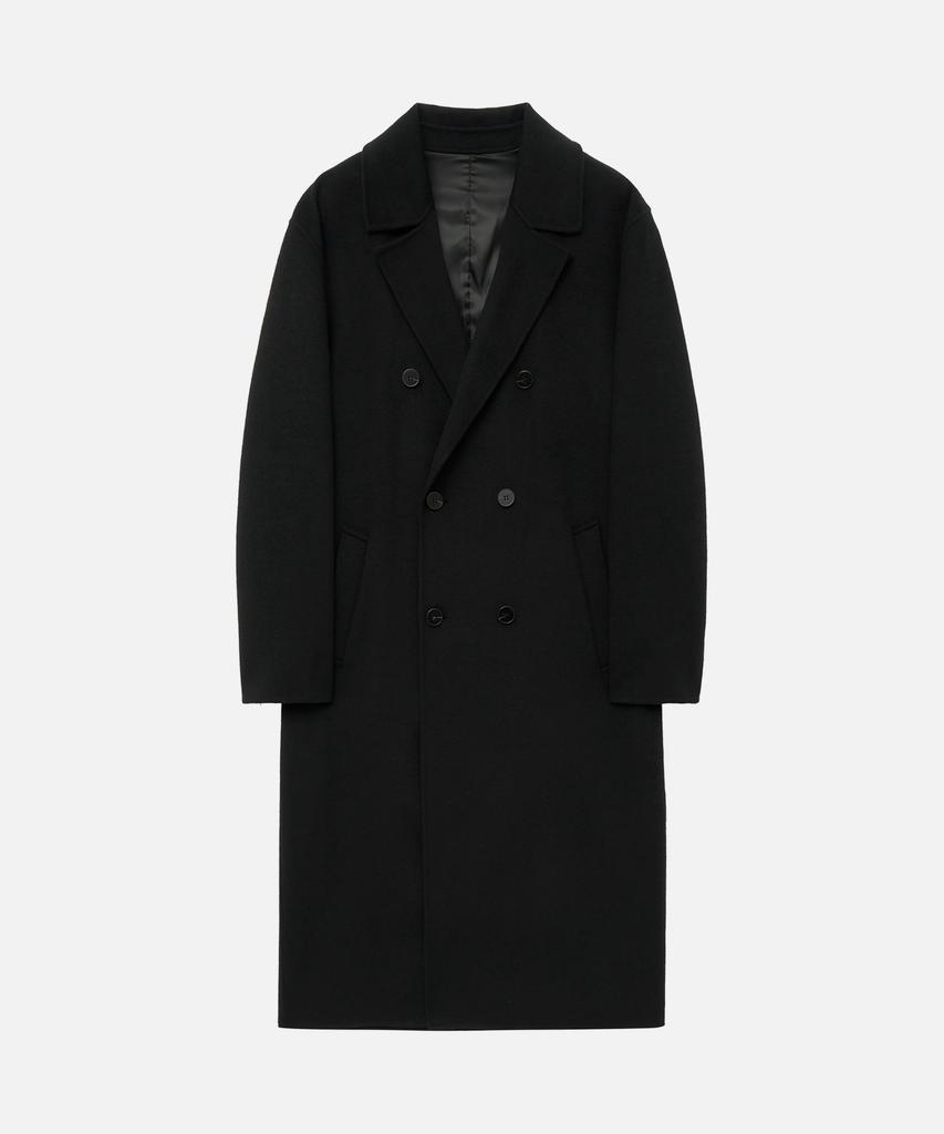 Draw Fit Handmade Cashmere Double Robe Coat [Black]