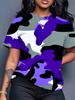 T-shirt da Donna Camo Rosa Vivace Stampa 3D—Stile Audace, Femminile Look Casual Accattivante Che