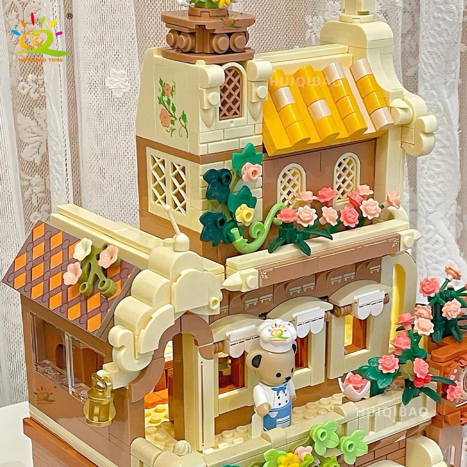 1547PCS French Vintage Bakery Building Blocks City Street View Architecture Model Toy for Kids Creative Bricks