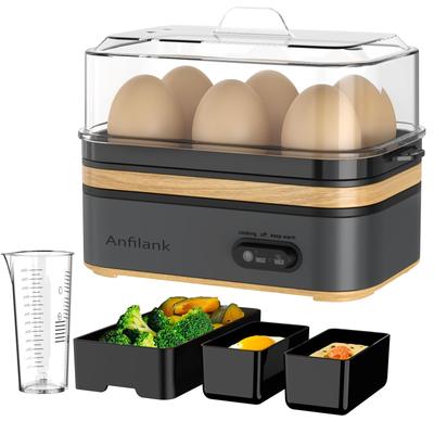 Fabricante de Ovos Cozidos Anfilank com Vapor Mantém Aquecido e Cozido no Vapor Fácil Disponível em 3 PSE Fácil de Limpar Cozedor, Função, Ovos Cozidos Mole, Ovos Cozidos