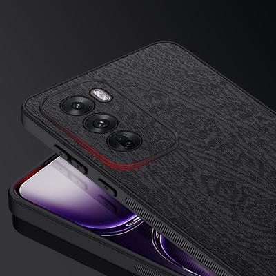 For Oppo Reno12 Pro 5G (Global) Case Wood Texture PU Leather Coating Hybrid Phone Cover