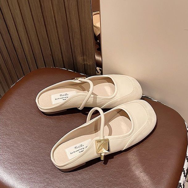 Temperament celebrity half-drag versatile flat-soled single shoes 2025 new summer wear high-end French gentle half-drag women's shoes