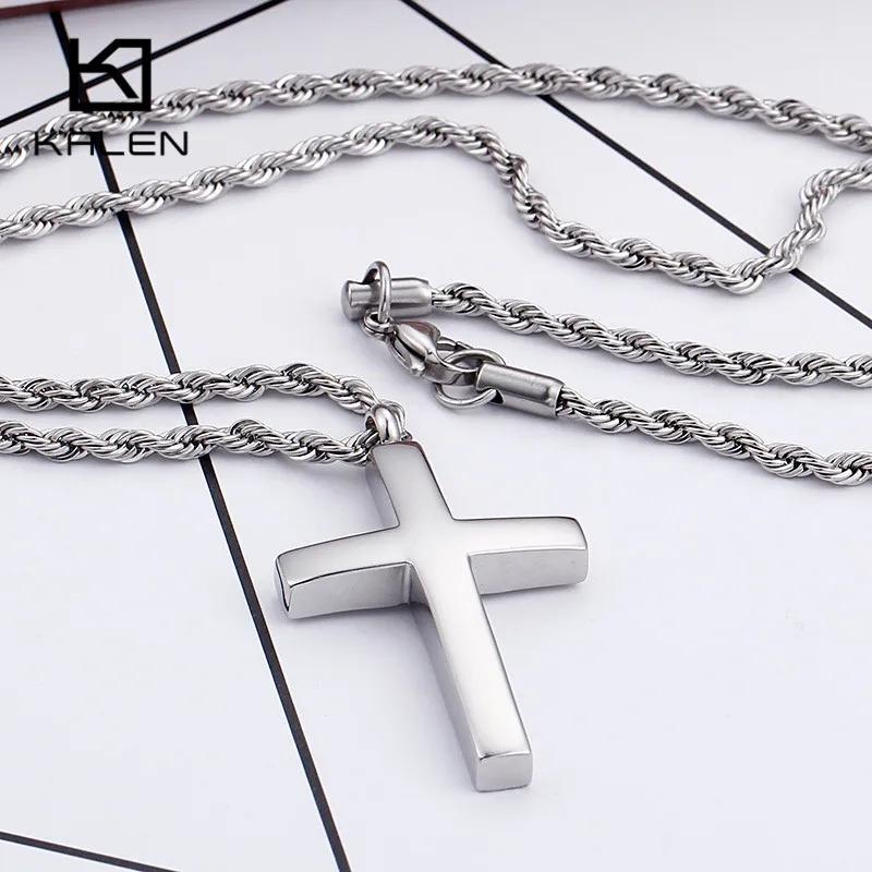 Fashion Gold Color Cross Pendant For Men High Polished Stainless Steel Cross Jewelry Necklace Male Cheap Jewelry