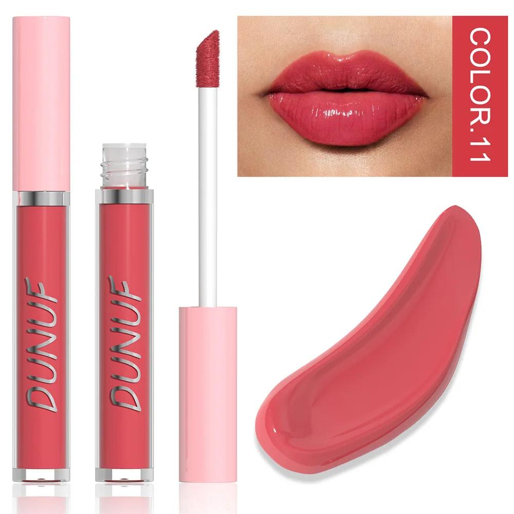 DUNUF Water Light Lip Glaze Mirror Glass Nude Pink Brown 16 Colors Highly Pigmented Lip Gloss Hydrating Sexy Red Lipstick Makeup