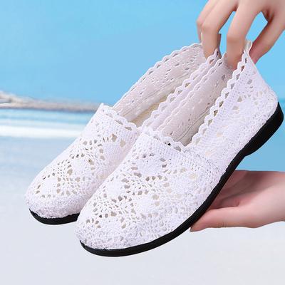 Pantofi din pânză, Pantofi de damă, Pantofi moi anti-alunecare cu talpă moale, Pantofi plați decupați, Versatili, Încălțăminte ușoară pentru exterior, Pantofi simpli