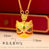 Luxury 24K 9999 Pure Gold Real Gold Enamel Color Lion Dance Pendant Ancient Chinese Style All-match Necklace