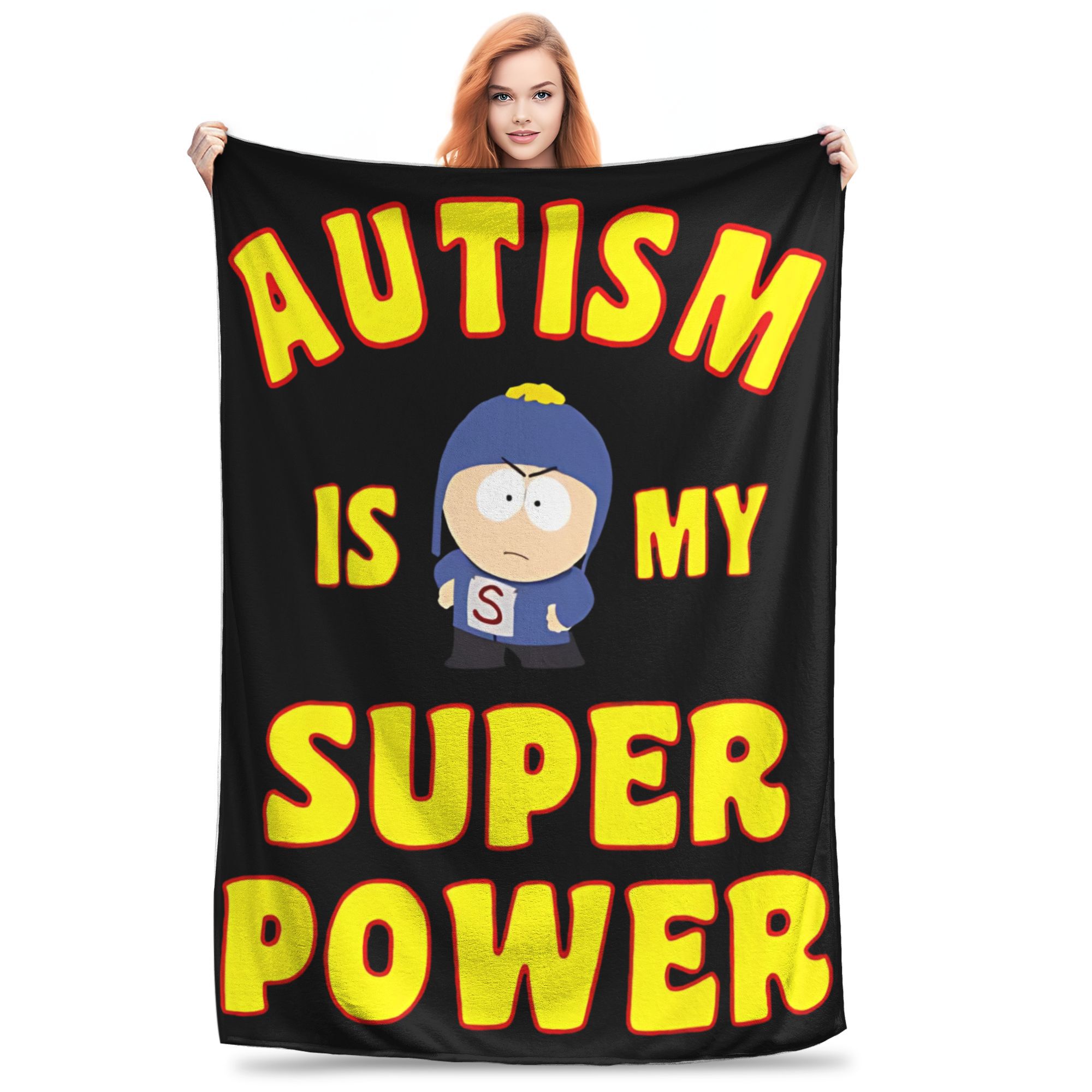 

AUTISM IS MY SUPER POWER Southpark Printed Blanket For Men Women Cozy Fluffy Throw Blankets for Couch 50x60 Inches Multiple Size 75x90cm
