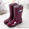 Women's Wear-Resistant Mid-Calf Non-Slip Rain Boots - Warm, Thick, and Soft-Soled Casual Fashion Water Shoes