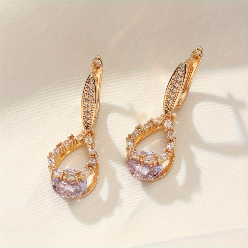 Luxurious Water Drop Shape Zirconia Dangle Earrings for Women 2025 New Fashion Earring Golden Party Jewelry Accessories