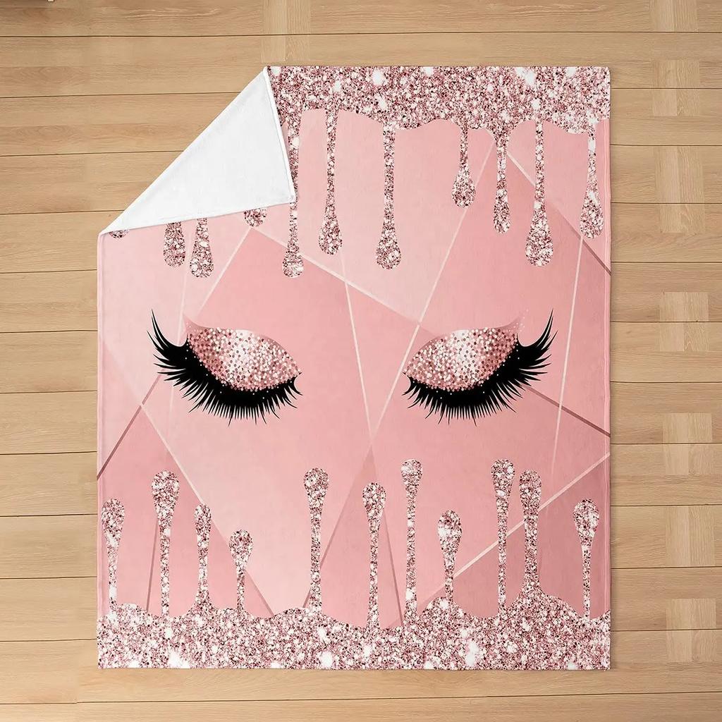 Abstract Closed Eyes Cute Eyelashes Blanket Lightweight Blankets All Season Throw Blanket for Couch Bed Soft Flannel Blanket