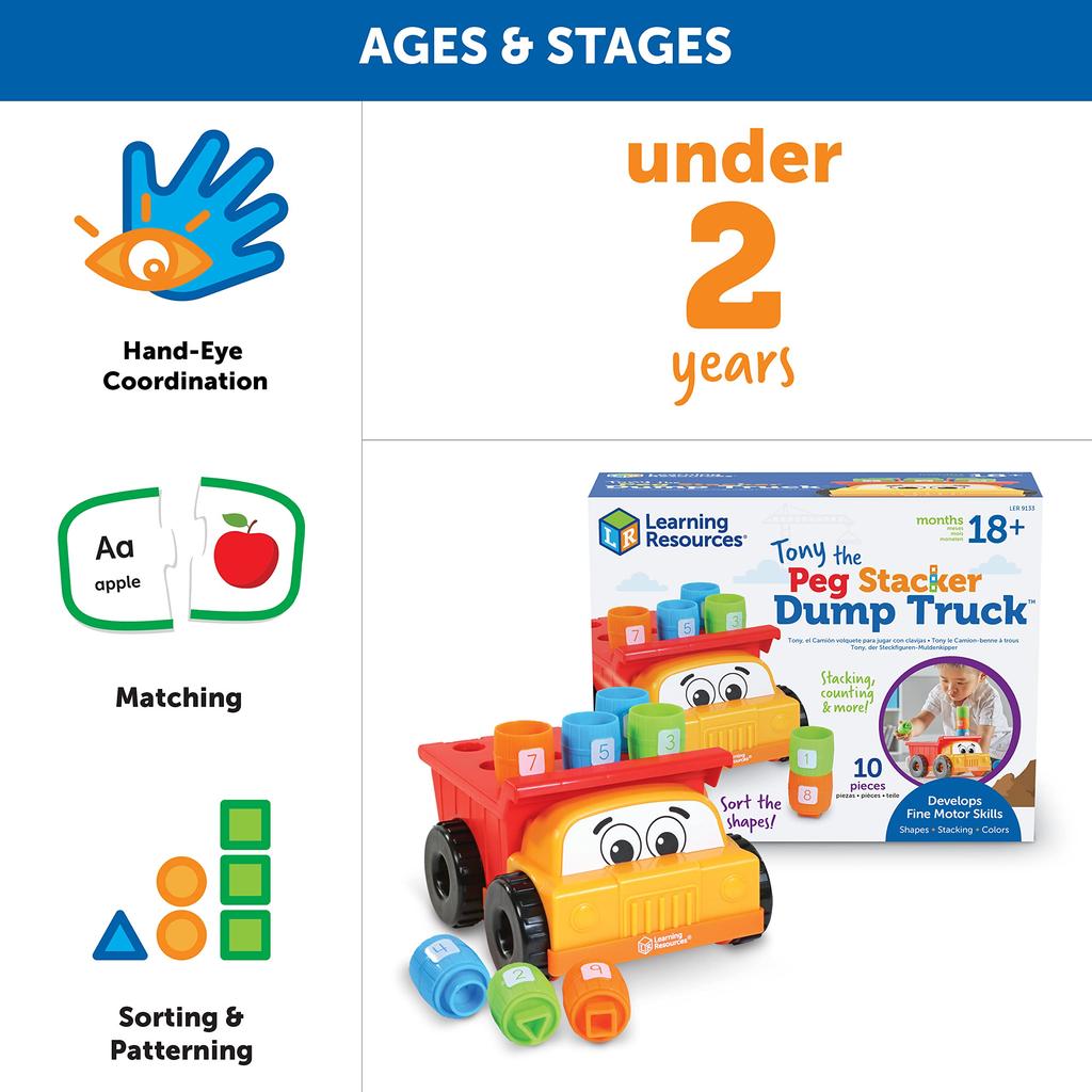 Learning Resources Load It Well! Dump Truck! Fingertip Educational Dump Truck Color, Shape, and Number Building Blocks LER9133 Authentic