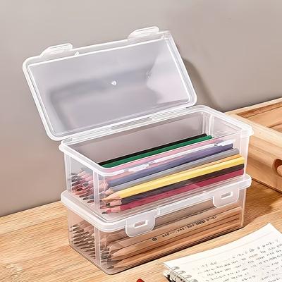 2Pcs Large Capacity Transparent Plastic Pencil Boxes Portable Storage Organizer Durable Stationery Case School Supplies