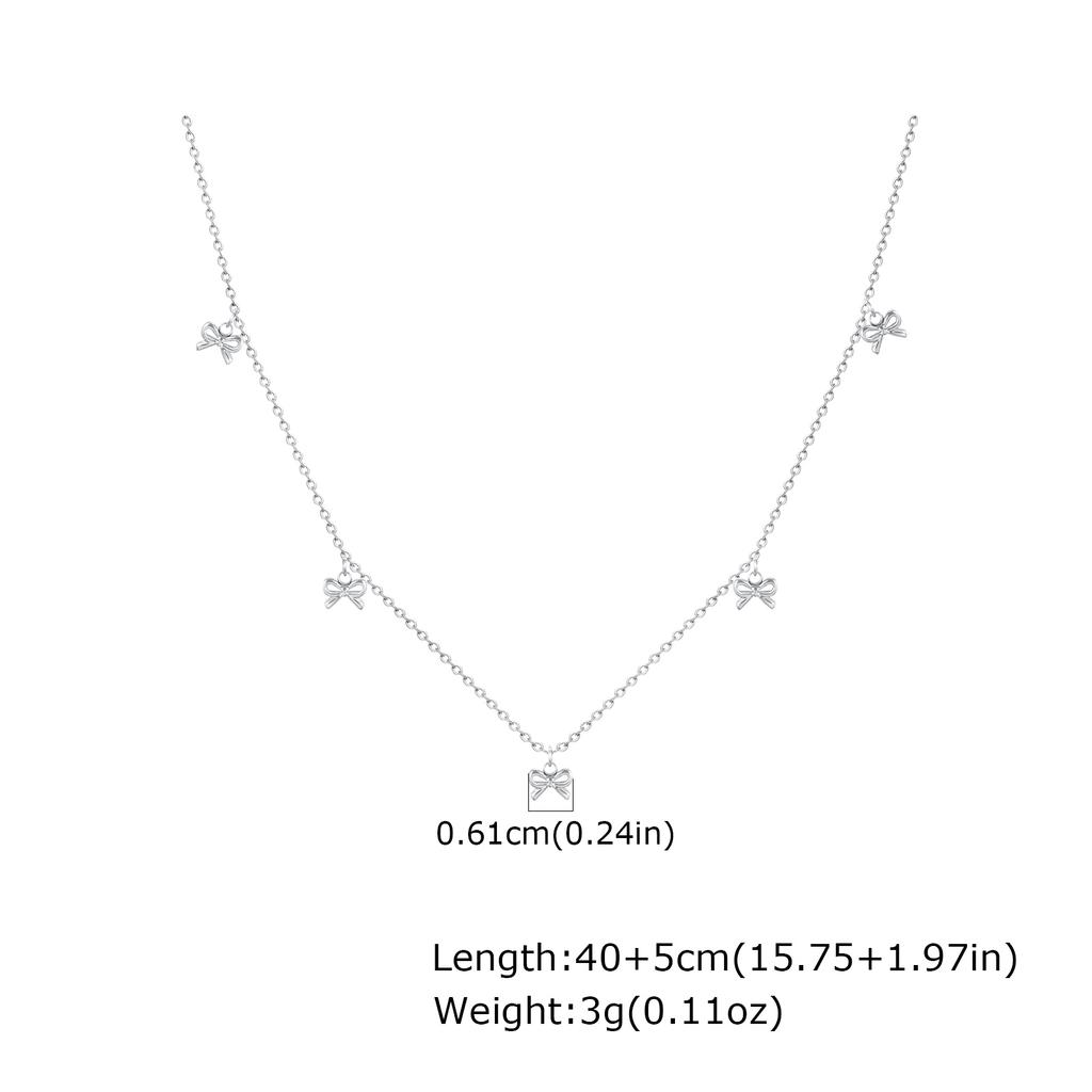 Elegant Double Layer Chain Bowknot Charms Necklace for Women, Stainless Steel Y-shaped Thin Link Necklace, Fashion Jewelry Gifts