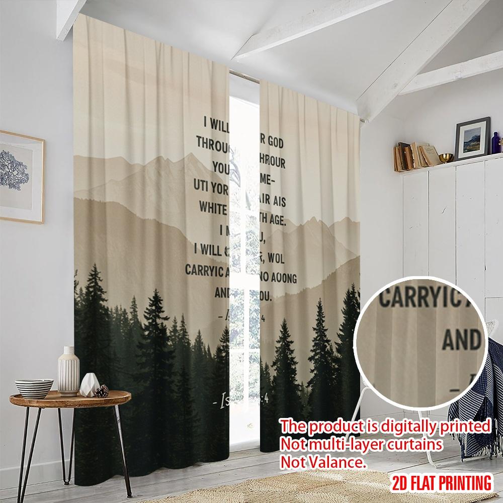 2pcs 2D flat printing Drapes Faithful God Lifelong Care Fabric Without Electricity Family Party Use for General Festive and
