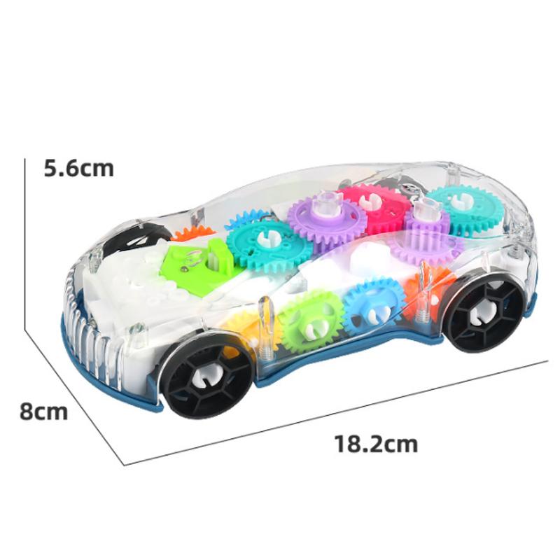 Elektrisches transparentes Konzept-Getriebeauto mit Musik, interaktives universelles Lauflernfahrzeug, Geschenkspielzeug für Kinder