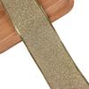 6M Wired Ribbon with Gold Metallic Edge and Glitter Finish for Christmas For Wreath Decoration and Craft Projects