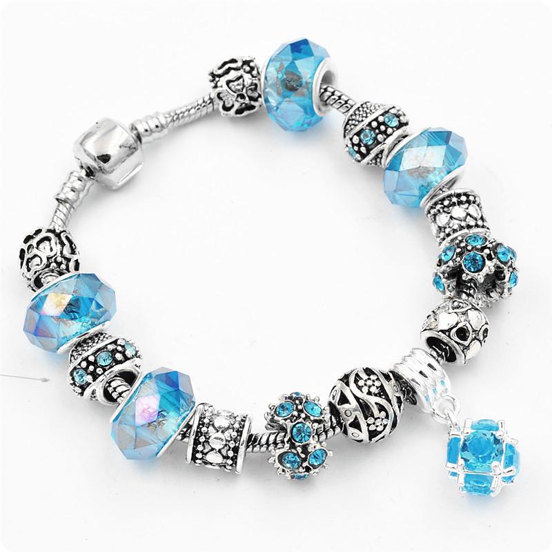 

SCIONE Хрустальный браслет из бусин DIY Стеклянные бусины Ювелирные изделия из бусин Ретро Женский браслет Ювелирные изделия 19cm синий