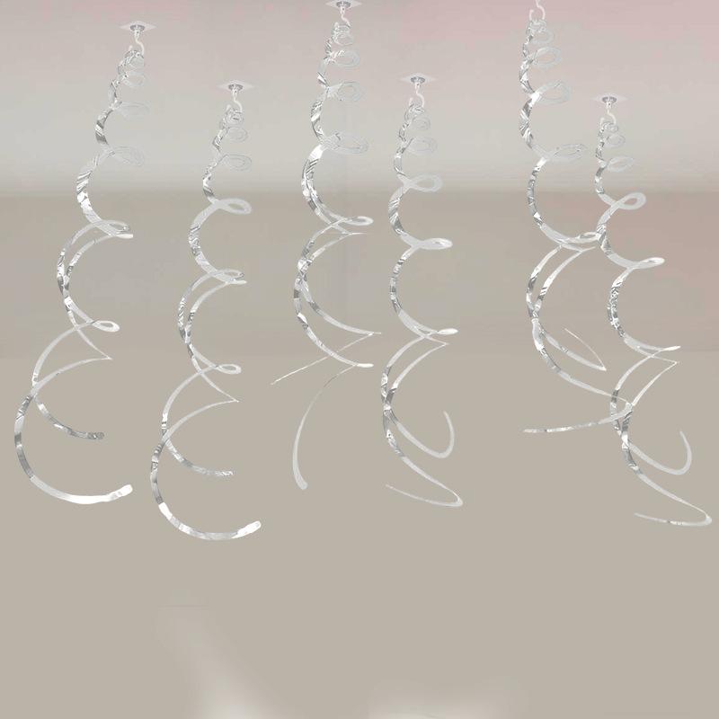 6 stk Spiralhengende Party Streamers Hengende Plast Streamer Spiralanheng Twin Tail Party Takfolie Swirl-dekorasjoner