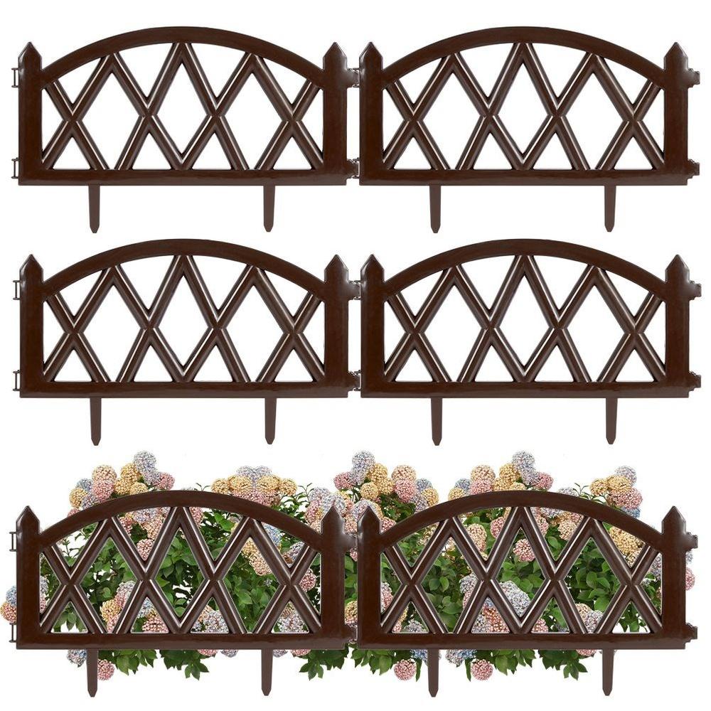 6X Płotek Ogrodowy Plastikowy Brązowy Border Palisada Obrzeże Trawnik 3M