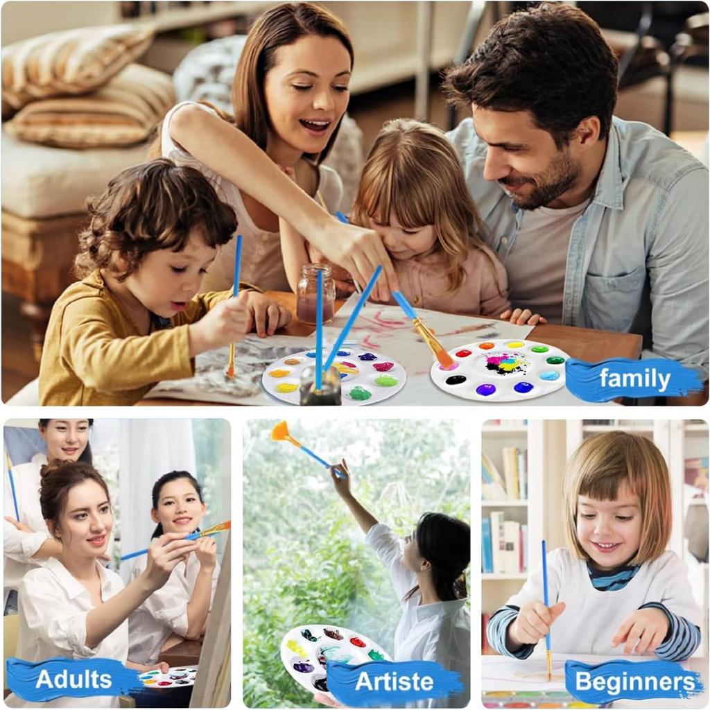 12pcs Plastic Art Palette Tray – Perfect for Adults & Kids Painting, DIY Crafts, Kindergarten Activities, and Classroom Use