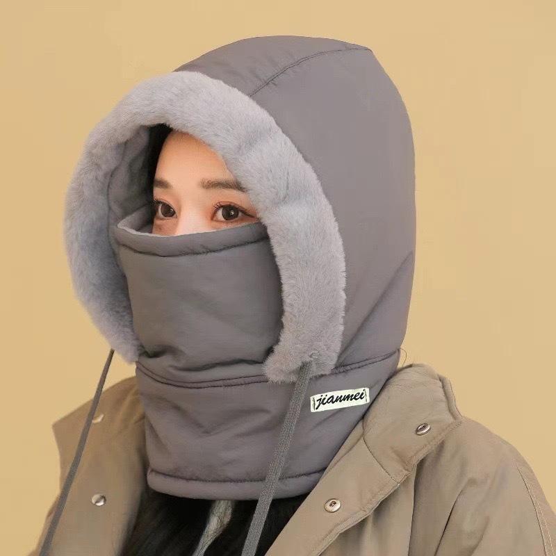 Winter Warm Lei Feng Hat for Men and Women, Autumn and Winter Cycling Ear Protection with Thick Velvet and Anti Cold Face Mask, Neck Integrated Hat