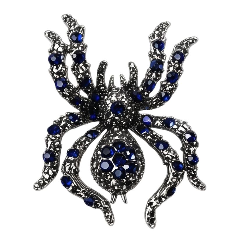 Halloween Arachnid Brooch Crystal Costume Pin Alloy Statement Lapel Accessory for Party Outfits, Coats and Bags