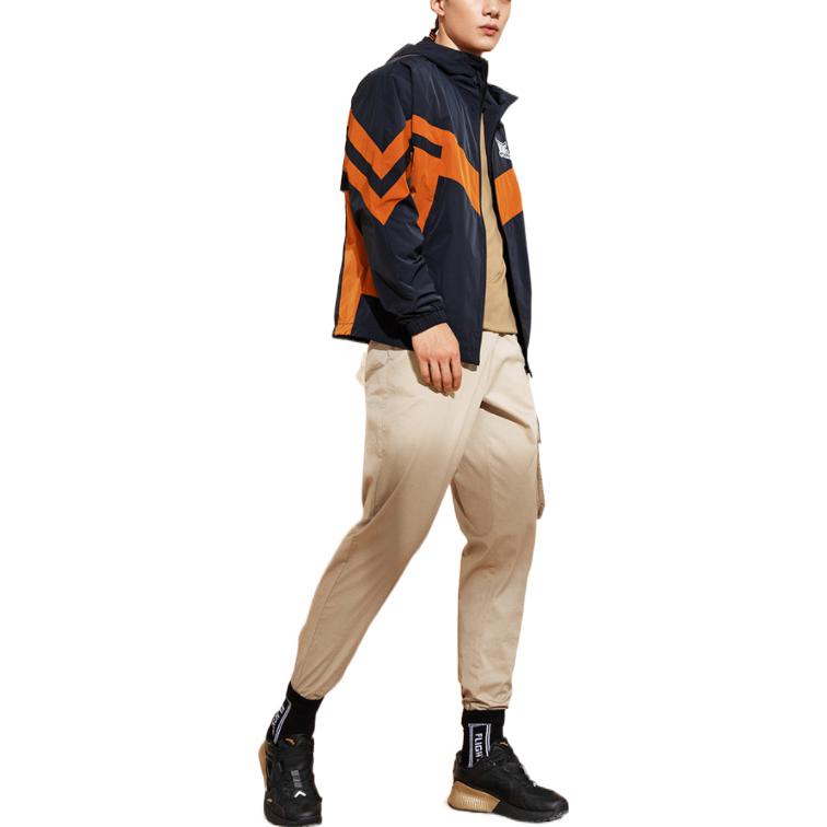 Anta Comprehensive Training Series Logo Print Zip-Up Hooded Windbreaker Men Outerwear Brick-Brown 152237602-2