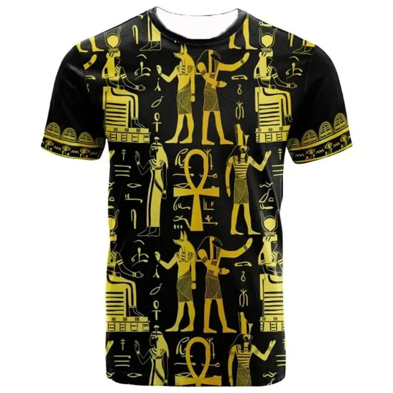 3D Printed Ancient Egypt T-Shirt Men Women Pharaoh Pattern T Shirts Summer Oversized Harajuku Round Neck Tees Short Sleeve Tops