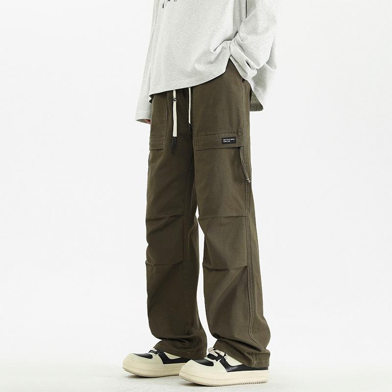 

Pure Cotton Working Pants Men s Spring New Loose Straight Wide Legs Casual Paratrooper Trousers 4XL