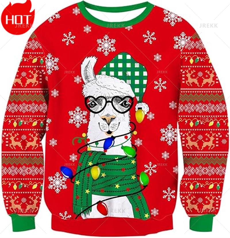 3D Printed Xmas Sweatshirts Mens Ugly Christmas Sweater Funny Fashion New In Sweaters Ugly Sweaters Christmas Jumper Men Clothes