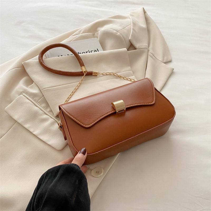 Elegant Pu Leather Chain Shoulder Bag For Women Trendy 2024 Street Style Small Square Bag