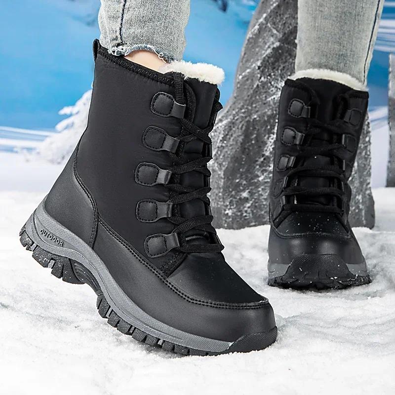 women ankle boots Lace-Ups plush warm Design Daily Winter Walking Shoes outdoor fashion men shoes Zapatos Hombre