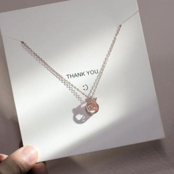 Agile Korean Style Collarbone Chain Fashion Crown Heartbeat Necklace for Women