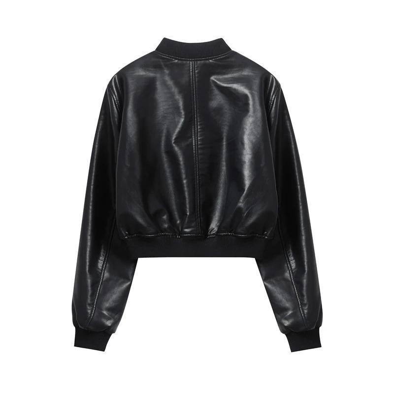 Giacca Autunnale in Ecopelle da Donna Stile Slim-fit Cappotto Ampio per il Lavoro Verde Premium