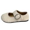 Fleece Flat-soled Fluffy Shoes for Women To Wear Outside 2025 Autumn and Winter New Korean Version of Gentle Fairy Wind Word Mary Jane Cotton Shoes