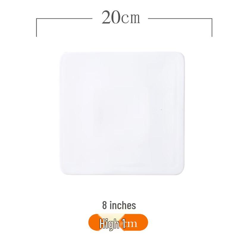 Pure White Ceramic Square Flat Dinner Plate