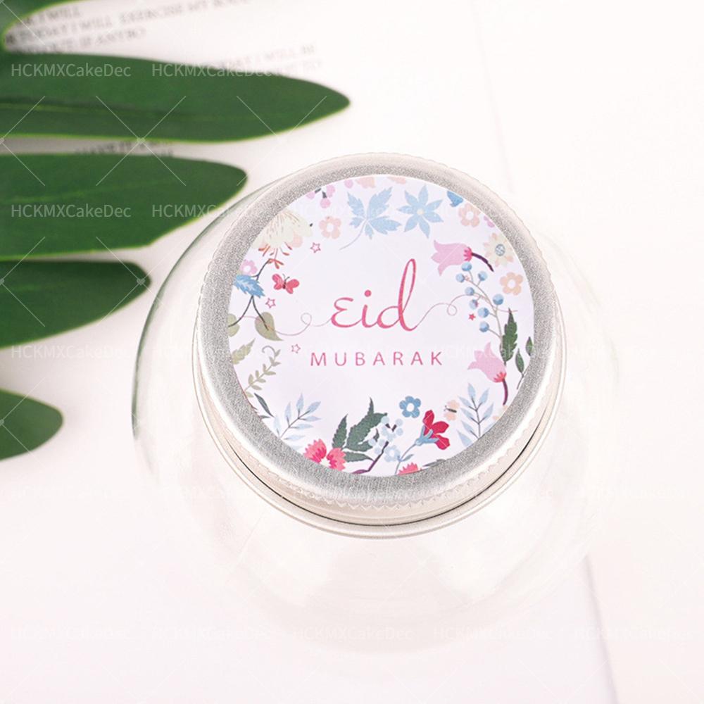 100pcs Round EID Mubarak Flower Plants Sticker for Ramadan Kareem Birthday Wedding Party Gifts Wrapping Sticker