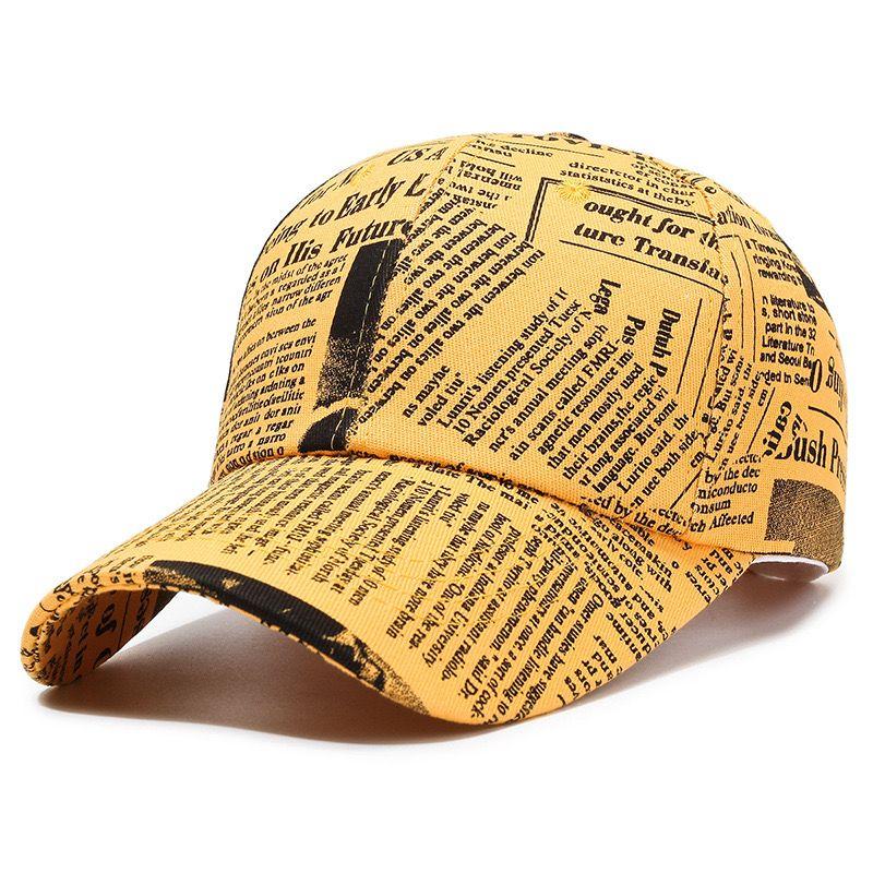 Spring and Autumn New Hat Unisex Newspaper Print Baseball Cap Street Hip Hop Cap Fishing Outdoor Floral