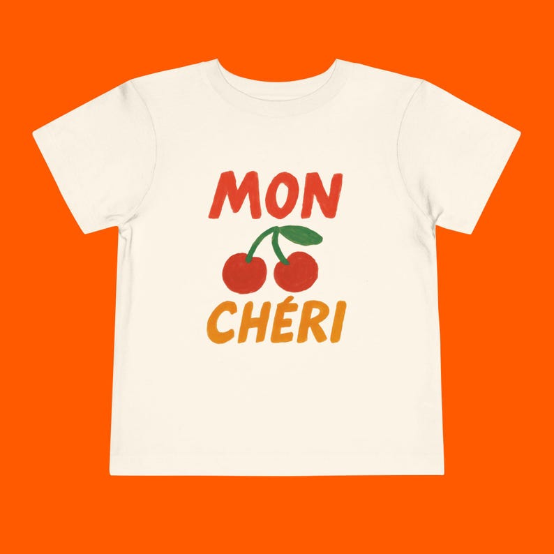 Toddler Tee, French Cherries Graphic, Retro Kids T-Shirt 110
