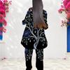 Women Plus Size Round Neck Long Sleeve Printed Layered Top And Long Pants Two Piece Set