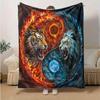 1 Stück Tiger Yin Yang aus Feuer und Eis Decke Weiche Überwurfdecke für Heimdekoration, Geschenkidee, Saisonale Nutzung, Wohnzimmer, Reisen, Camping, Autodecken