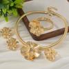 Indian Bridal Jewelry Heavy Industries Spiral Curled Three-dimensional Petal Necklace Bracelet Ring Earrings Set Dress Set