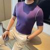 Summer Men Knitted T Shirts Korean Elegant O-Neck Short Sleeve Men's T-Shirt Slim Fit Casual Pullover Tee Shirt Homme Plus Size