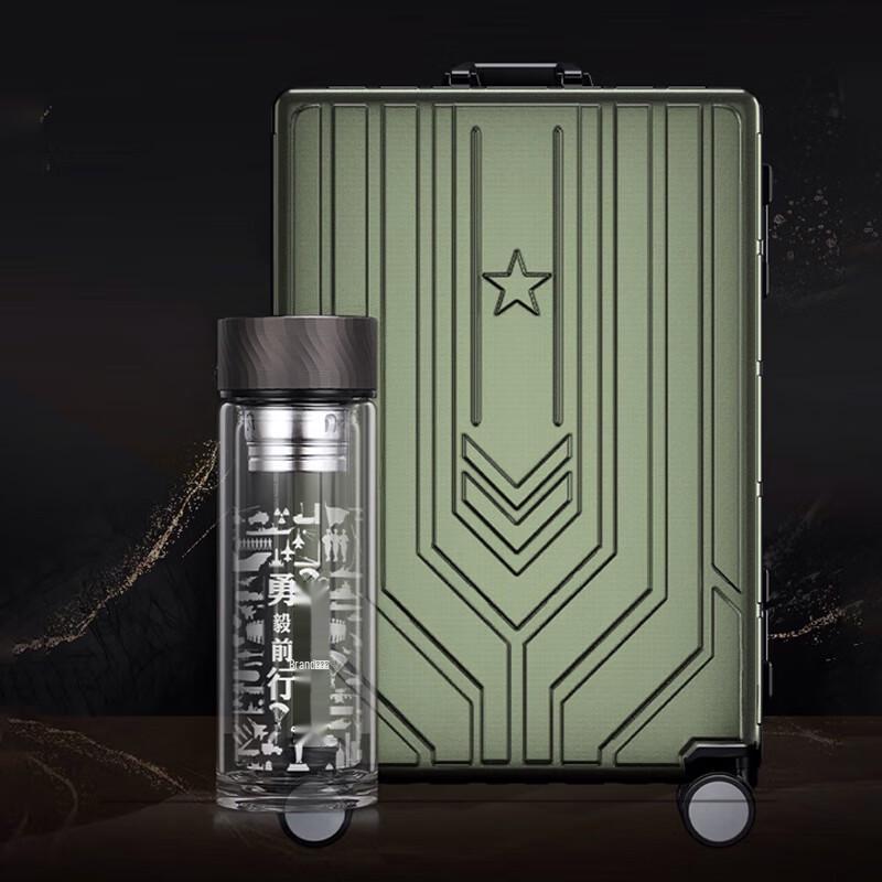 Veteran Commemorative Green Hardside Spinner Luggage 20 inch