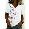 Women's T Shirt Print Graphic American Classic Short Sleeve V Neck Regular TopsSummer Spring